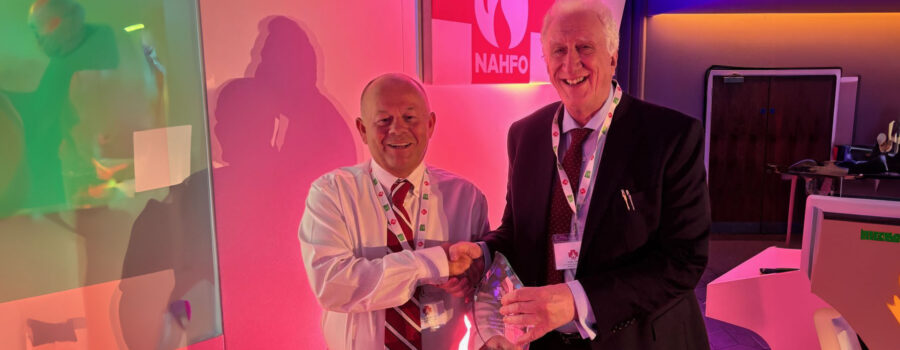 Colin Todd MBE receives NAHFO National Award for Innovation in the Field of Healthcare Fire Safety